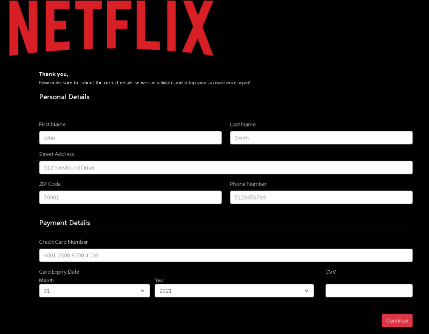Phishing até na Netflix